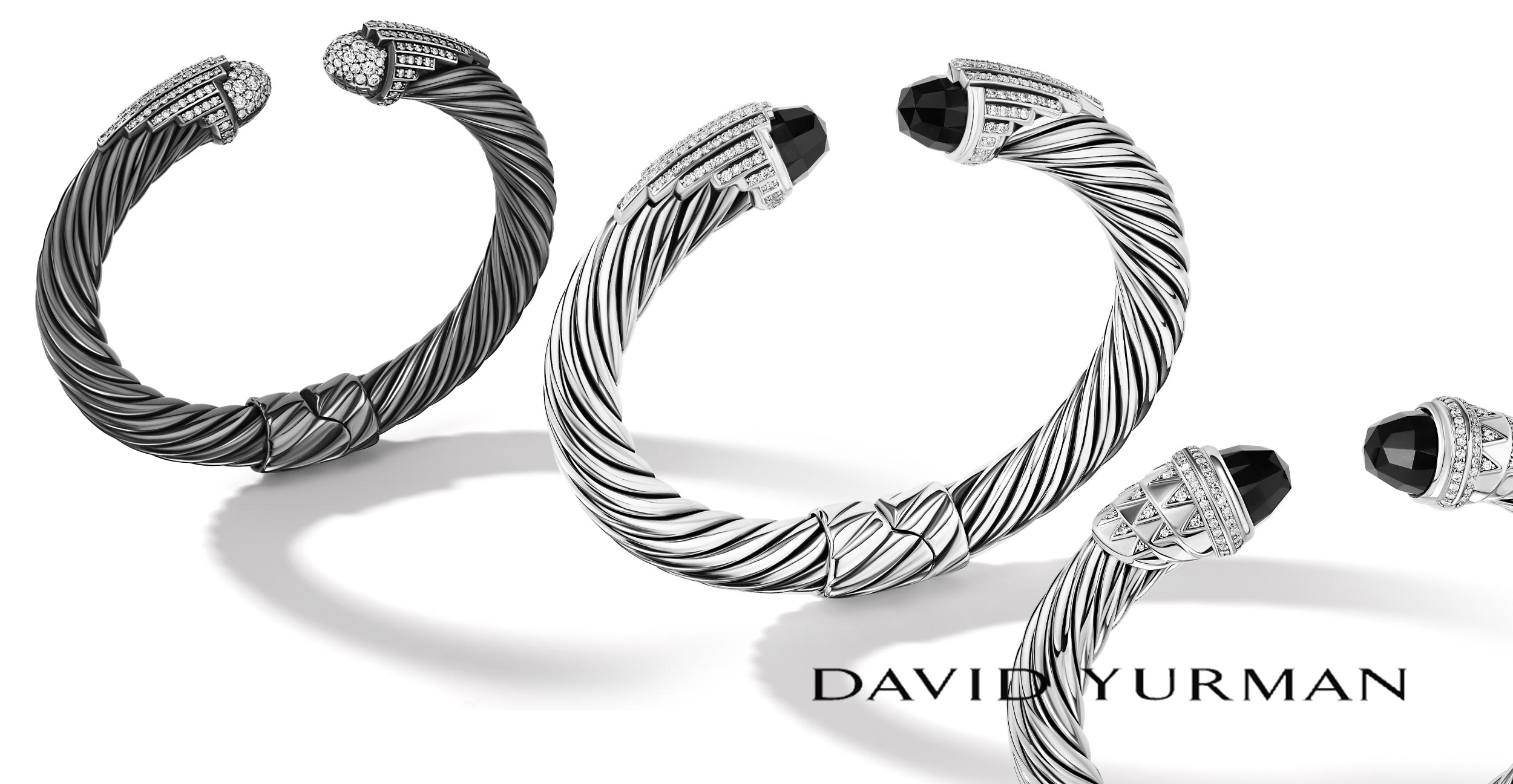 David-Yurman-silver-black-diamond-cable-bracelets-Empire-collection